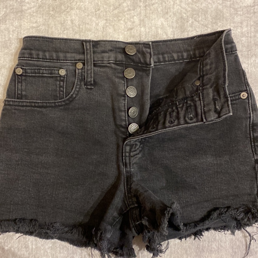 Madewell Button-Fly Black Cut-Off Jean Shorts